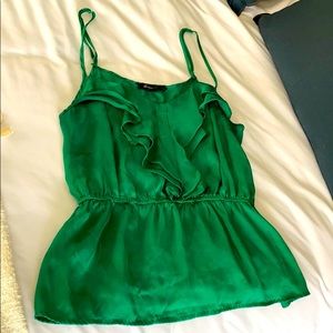 Silky Green Top with Ruffle